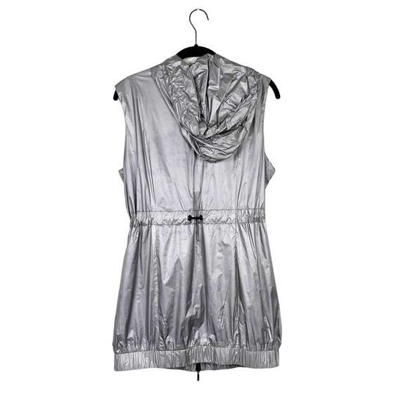 Anatomie Mela Silver Metallic Windbreaker Vest Hooded Zip Front Size M - Picture 4 of 9